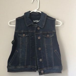 Target Cat and Jack blue sleeveless denim jacket